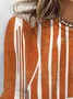 Women's Long Sleeve T-shirt Spring/Fall Orange Striped Jersey Crew Neck Daily Going Out Casual Top