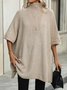 Dolman Sleeve Plain Casual Mock Neck Sweater