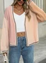 Loose Casual Multicolor Block V Neck Cardigan