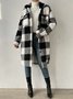 Fluff/Granular Fleece Fabric Plaid Casual Teddy Jacket