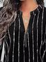 Women's Long Sleeve Blouse Spring/Fall Black Abstract Zipper Half Open Collar Daily Going Out Casual Top