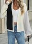 Loose Casual Multicolor Block V Neck Cardigan