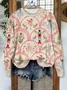 Floral Casual Crew Neck Loose Sweatshirt