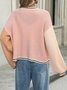 Loose Casual Multicolor Block V Neck Cardigan