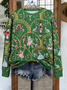 Floral Casual Crew Neck Loose Sweatshirt