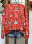 Floral Casual Crew Neck Loose Sweatshirt