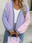 Loose Casual Multicolor Block V Neck Cardigan