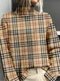 Plaid Vintage Mock Neck Loose Sweatshirt