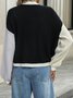 Loose Casual Multicolor Block V Neck Cardigan