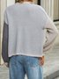 Loose Casual Multicolor Block V Neck Cardigan