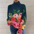 Turtleneck Casual Floral Sweatshirt