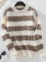 Crew Neck Striped Casual Sweater