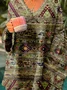 Loose V Neck Casual Ethnic Sweater