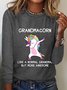 Grandma Unicorn Grandmacorn Casual Long Sleeve Shirt