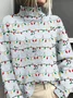 Casual Christmas Loose Mock Neck Sweatshirt