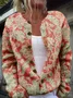 Women Vintage Spring/Fall 3D Printing Micro-Elasticity Daily Loose Crew Neck Regular Cardigans