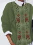 Crew Neck Casual Zipper Ethnic Sweatshirt