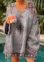 Vintage Loose V Neck Ethnic Sweater