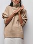 Casual Plain Turtleneck Loose Sweater