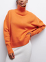 Casual Plain Turtleneck Loose Sweater