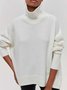 Casual Plain Turtleneck Loose Sweater
