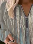 Abstract Print Half Open Collar Sweatshirt