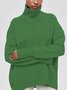 Casual Plain Turtleneck Loose Sweater