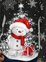 Christmas Print V-neck Long-Sleeved T-shirt