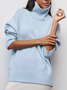 Casual Plain Turtleneck Loose Sweater