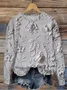 Casual Crew Neck 3D Printing Loose Sweatshirt
