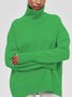Casual Plain Turtleneck Loose Sweater