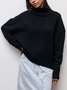 Casual Plain Turtleneck Loose Sweater