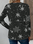 Christmas Print V-neck Long-Sleeved T-shirt