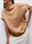 Casual Plain Turtleneck Loose Sweater