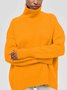 Casual Plain Turtleneck Loose Sweater