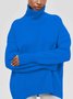 Casual Plain Turtleneck Loose Sweater