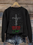 Women's Christmas Begins With Christ Snowman Print Round Neck Sweatshirt
