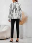 Women's Abstract Stripes Daily Going Out Two-Piece Set Orange Casual Spring/Fall Top With Pants Matching Set