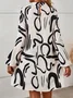 Women's Long Sleeve Spring/Fall Yellow Abstract Daily Going Out Casual Midi A-Line Dress
