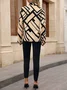 Women's Abstract Stripes Daily Going Out Two-Piece Set Orange Casual Spring/Fall Top With Pants Matching Set