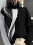 Black And White Colorblock Mock Neck Vintage Sweatshirt