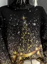 Loose Casual Mock Neck Christmas Sweatshirt