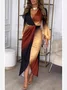 Women's Long Sleeve Spring/Fall flower Ombre Lace V Neck Daily Going Out Casual Maxi H-Line Dress