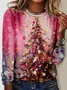 Casual Christmas Jersey Crew Neck T-Shirt