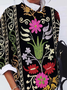 Casual Ethnic Crew Neck Loose Sweatshirt