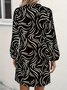 Women's Long Sleeve Spring/Fall Apricot Abstract V Neck Daily Going Out Casual Midi A-Line Dress