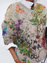 Zipper Loose Casual Floral Sweatshirt