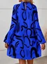Women's Long Sleeve Spring/Fall Yellow Abstract Daily Going Out Casual Midi A-Line Dress