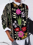 Casual Ethnic Crew Neck Loose Sweatshirt