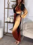 Women's Long Sleeve Spring/Fall flower Ombre Lace V Neck Daily Going Out Casual Maxi H-Line Dress